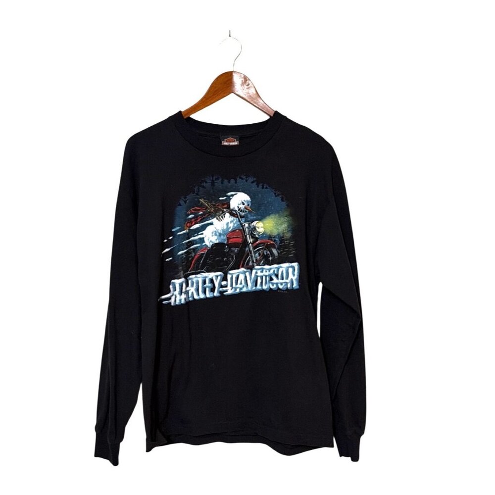 Harley-Davidson‎ Atlanta Long Sleeve Graphic T-Shirt Black Mens L Cotton